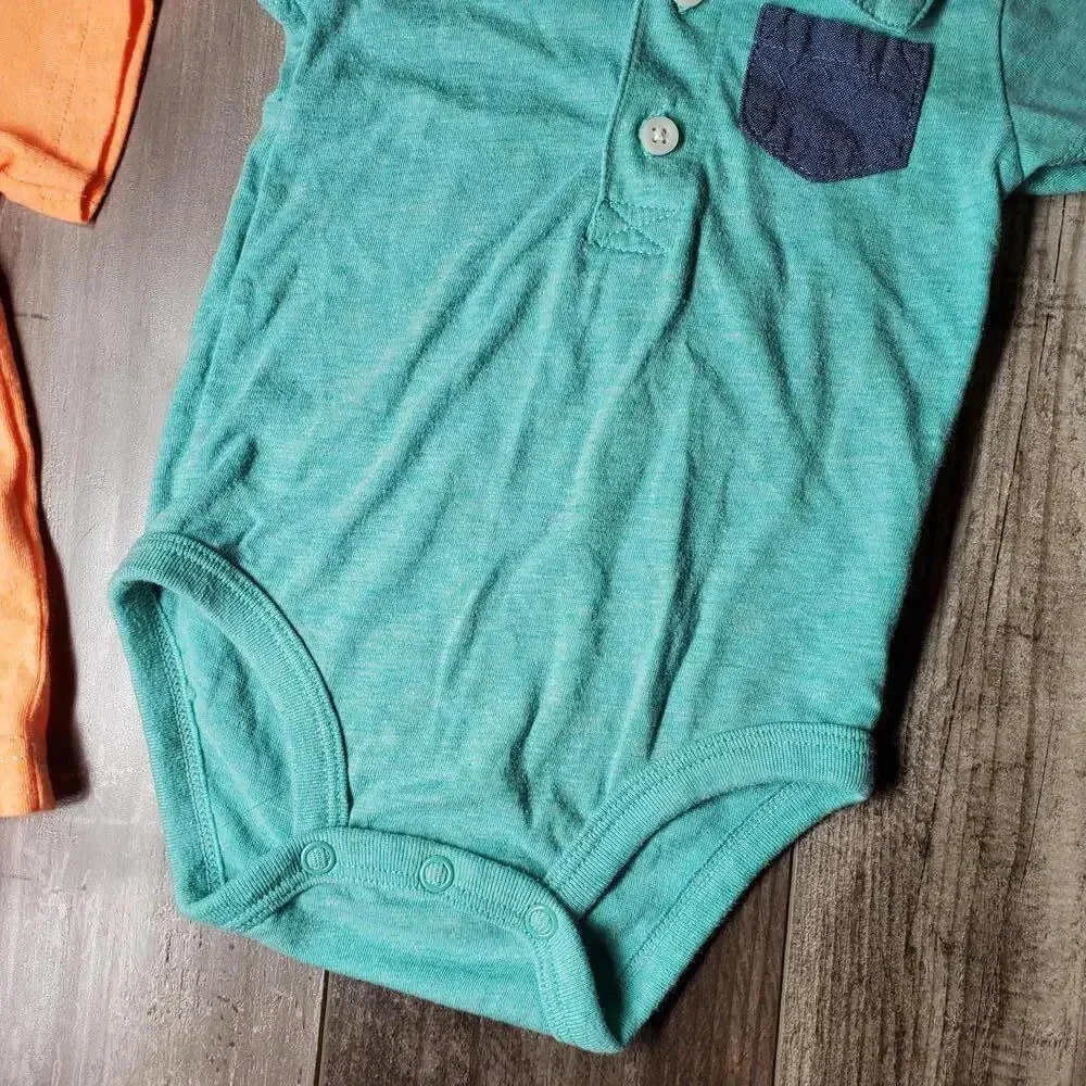 Carter's 6m Baby Boy Polo Short Sleeve Top Bundle Teal Orange NWOT